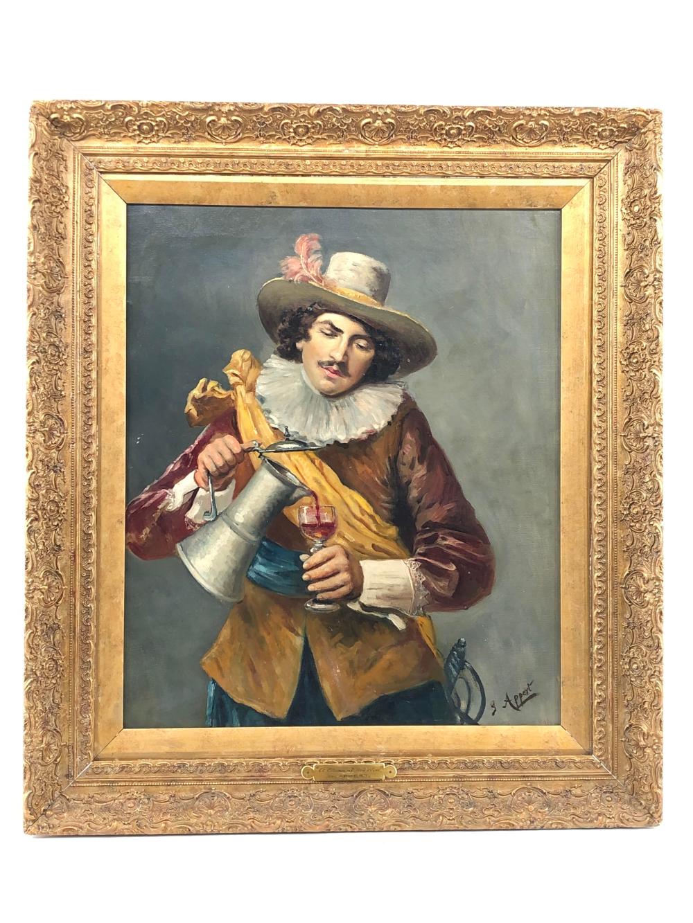 ANTIQUE GEORGE APPERT "A GLASS OF RED WINE" OIL ON CANVAS sold by Bradford's, lot 3183 — auction record photograph