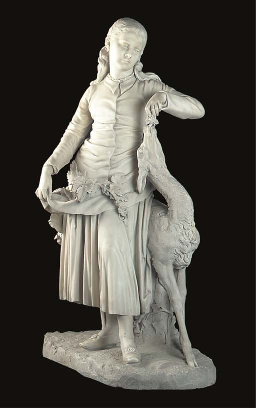 John Adams-Acton comparable auction result: a large english sculpted white marble figure of a girl