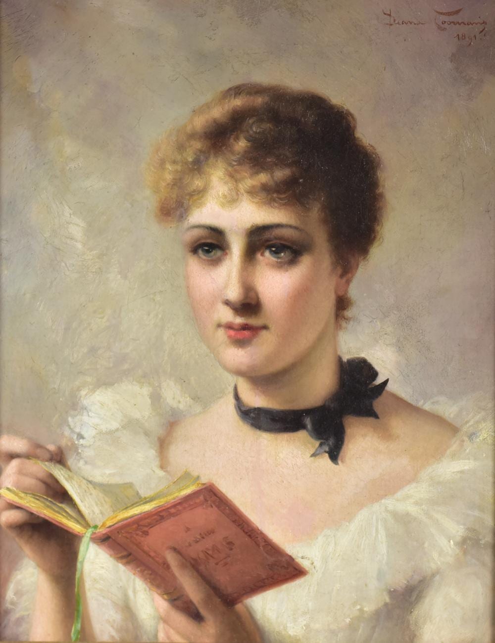 Diana Coomans comparable auction result: diana coomans belgian 1861 1952 o c portrait of a woman dated 1895 14 x 11 relined ornate 19th c frame some losses to cor