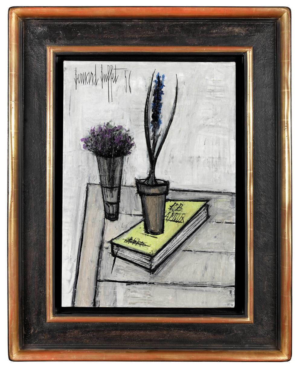 Bernard Buffet, (1928 – 1999), Nature Morte au pot de Jacinthe (P.B. Amour), 1956 comparable sale