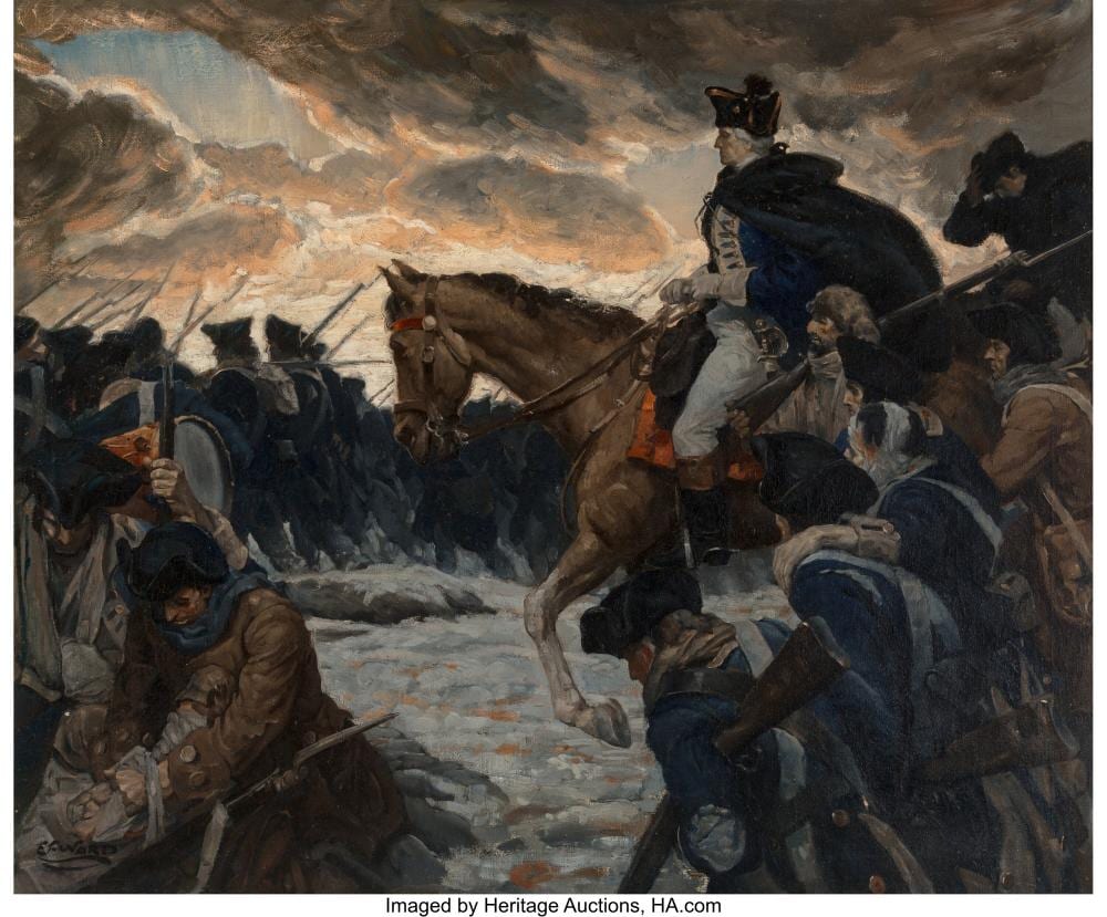 Edmund F. Ward comparable auction result: edmund f ward american 1892 1990 washington at valley forge oil on canvas 30