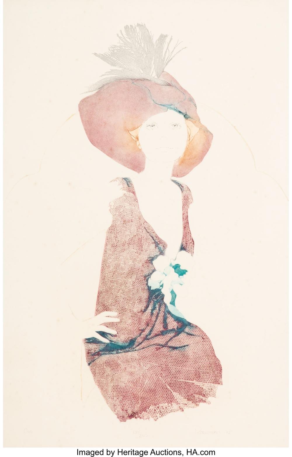 Christine Rosamond comparable auction result: christine rosamond american 1947 1994 cleo 1975 etching in colors on wove pa
