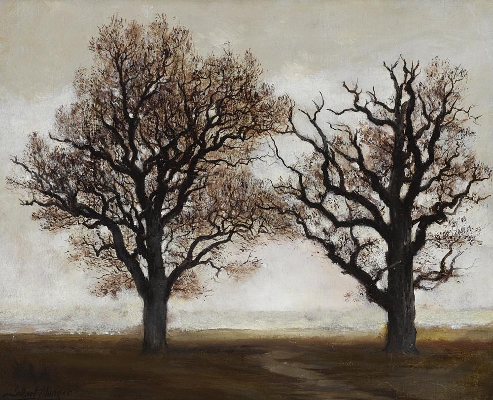 Gilbert Munger comparable auction result: gilbert munger 1837 1903 barbizon trees in winter 19 x 23 3 4in framed 26 1 4 x 31in