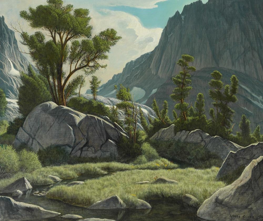 Robert Clunie comparable auction result: robert clunie 1895 1984 outlet at 5th lake north palisade basin looking west up jigsaw pass july 30 x 36in framed 36 x 43in