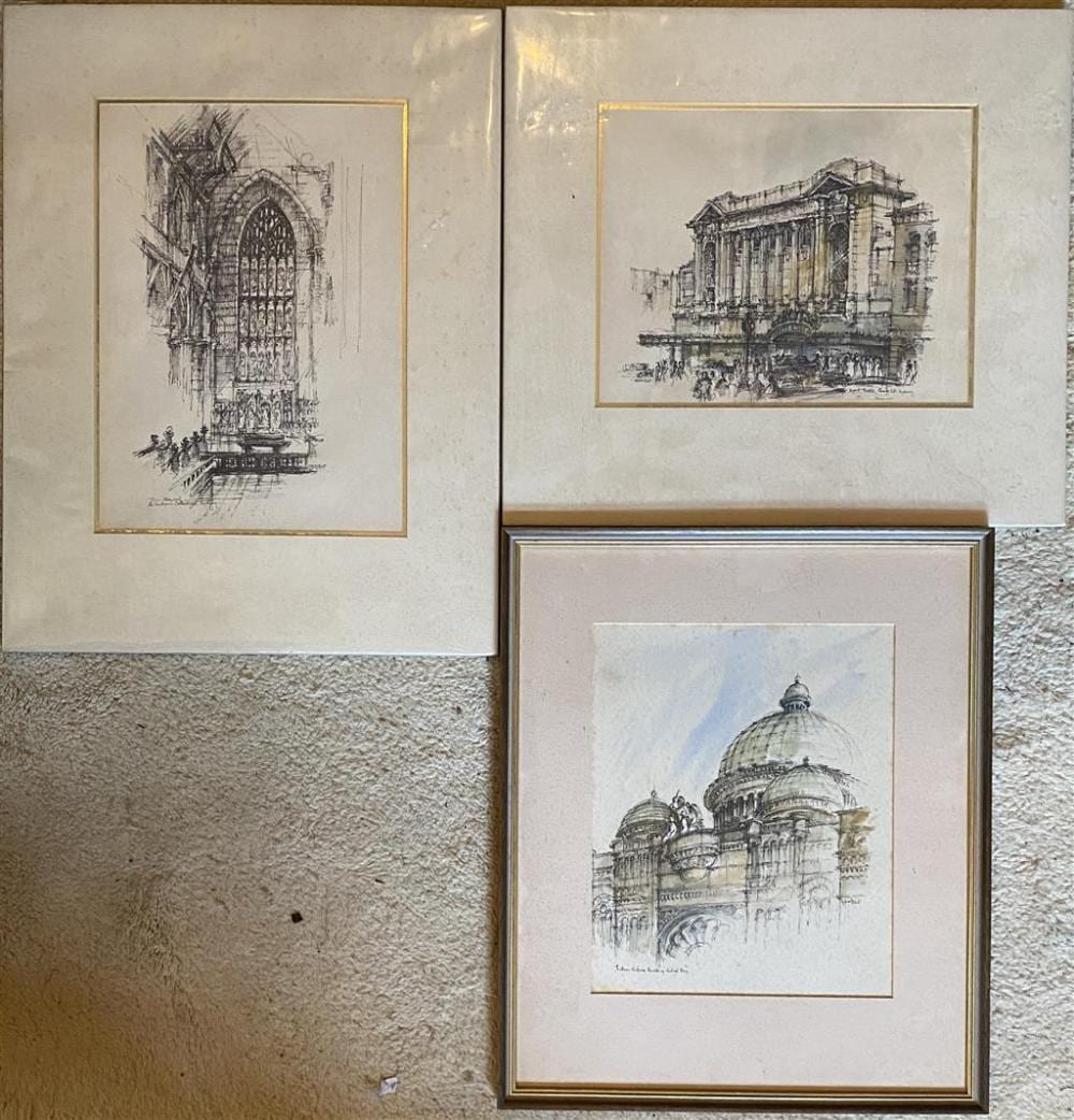 Allan Gamble comparable auction result: allan gamble 1907 2001 the chancel st andrew s cathedral regent theatre george street the qvb central bay pen ink wash