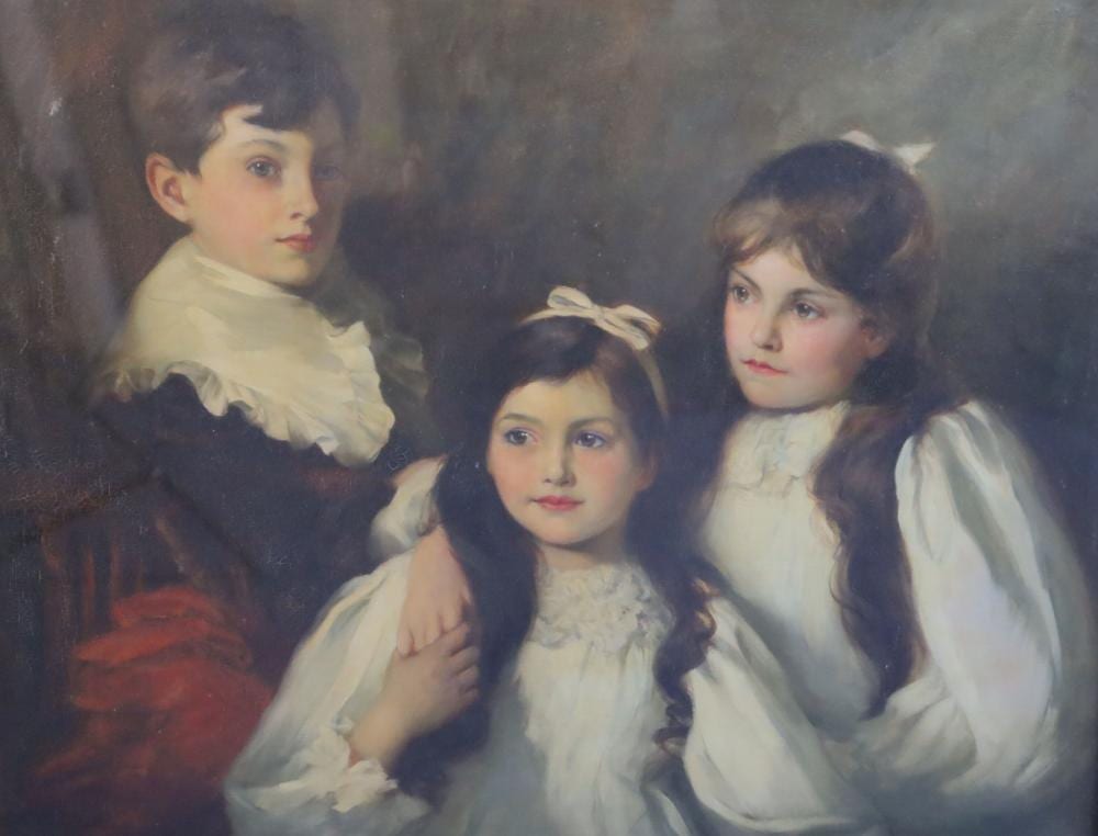 Alfred Hitchens comparable auction result: alfred hitchens 1861 1942 triple portrait of the mcaulay siblings oil on canvas