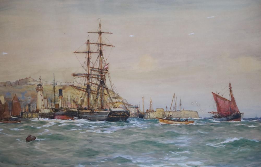 Ernest Dade comparable auction result: ernest dade 1868 1935 staithes group shipping off scarborough 19 x 28 75in