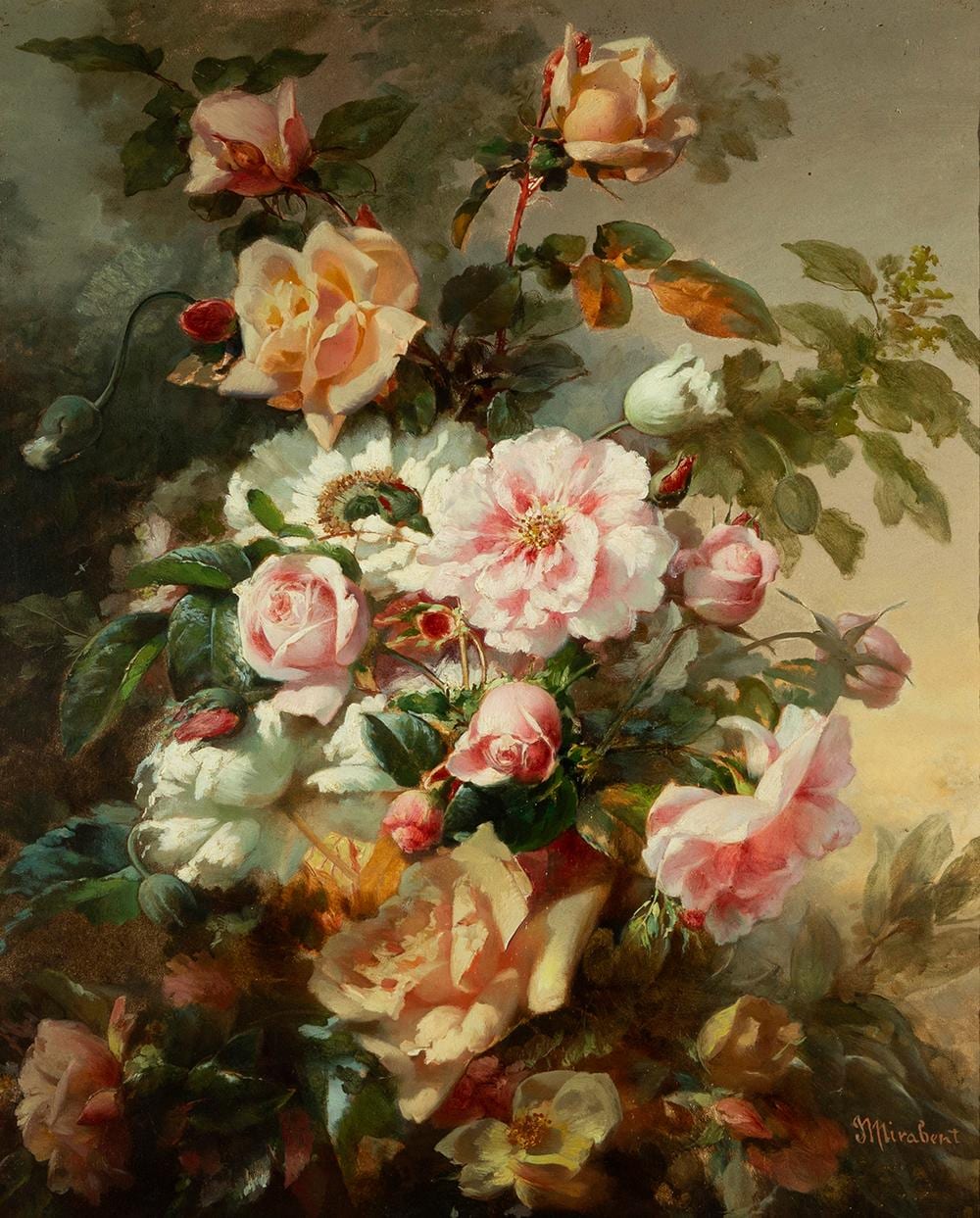 Josep Mirabent Gatell comparable auction result: jos mirabent gatell barcelona 1831 1899 vase oil on panel signed in the lower right corner