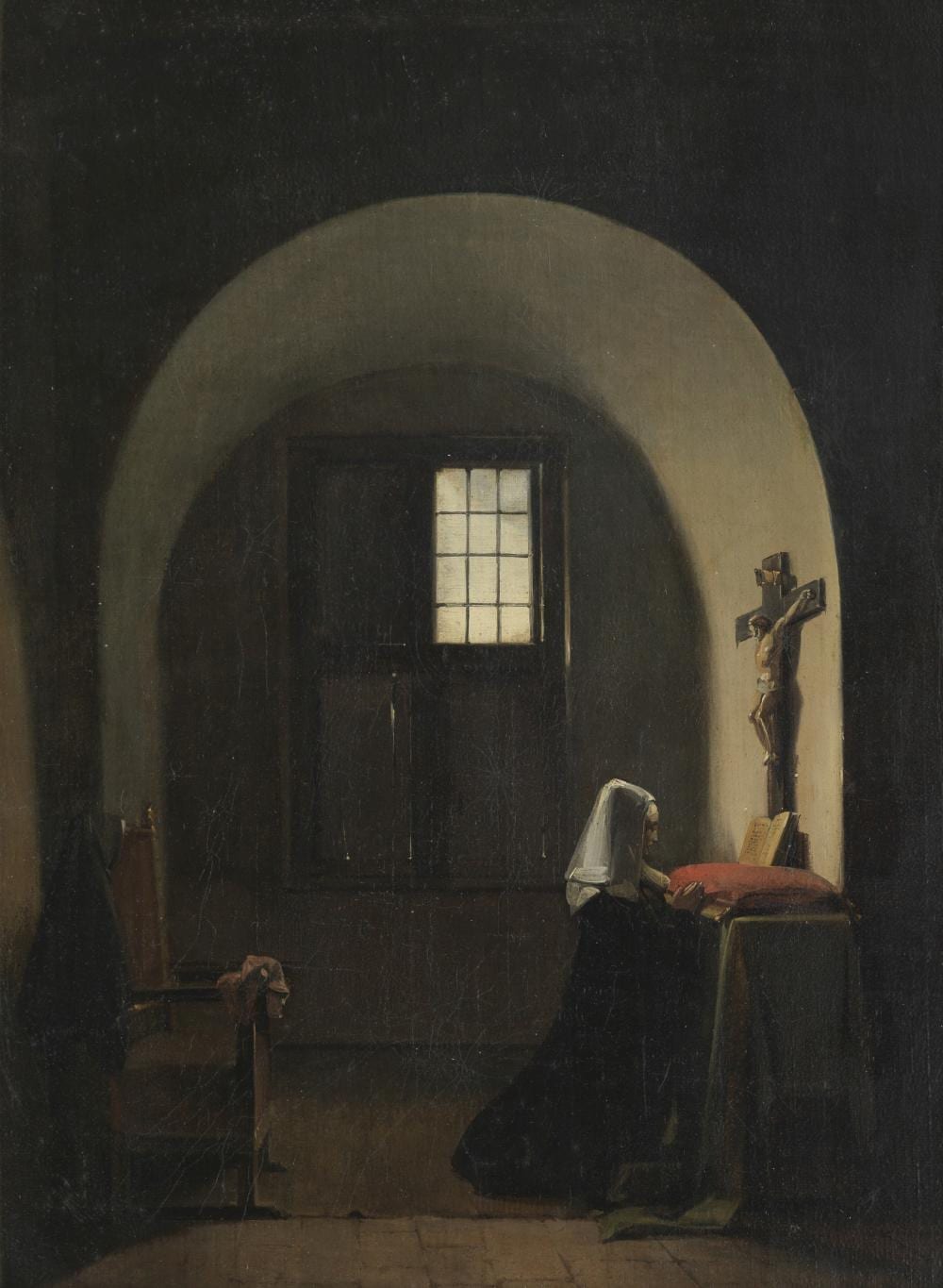 François Marius Granet comparable auction result: fran ois marius granet aix en provence 1775 1849 interior of a chapel a nun kneeling before a crucifix