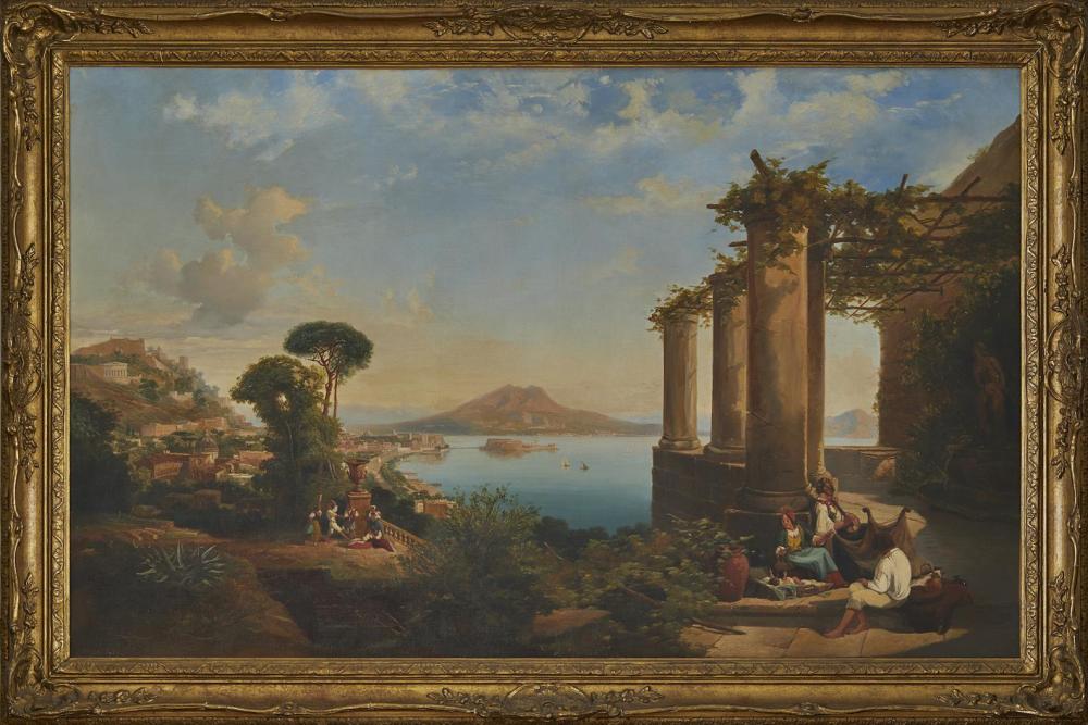 Thomas Brabazon Aylmer comparable auction result: thomas brabazon aylmer 1806 1856 castle of ischia in the bay of naples mount vesuvius beyond oil on canvas