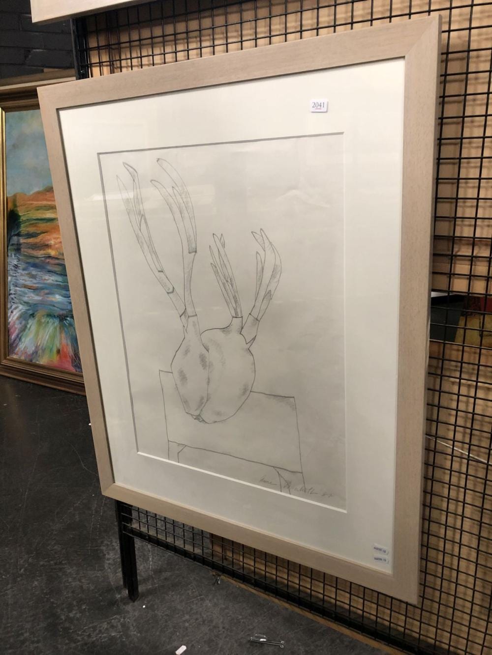 Anne Wienholt comparable auction result: anne wienholt 1920 2018 sprouting onions 1988 pencil and crayon on rag paper frame 87 x 71 cm signed lower right