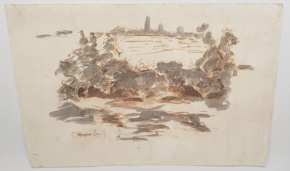 Carlos Ruano Llopis comparable auction result: carlos ruano llopis watercolor and pen on paper