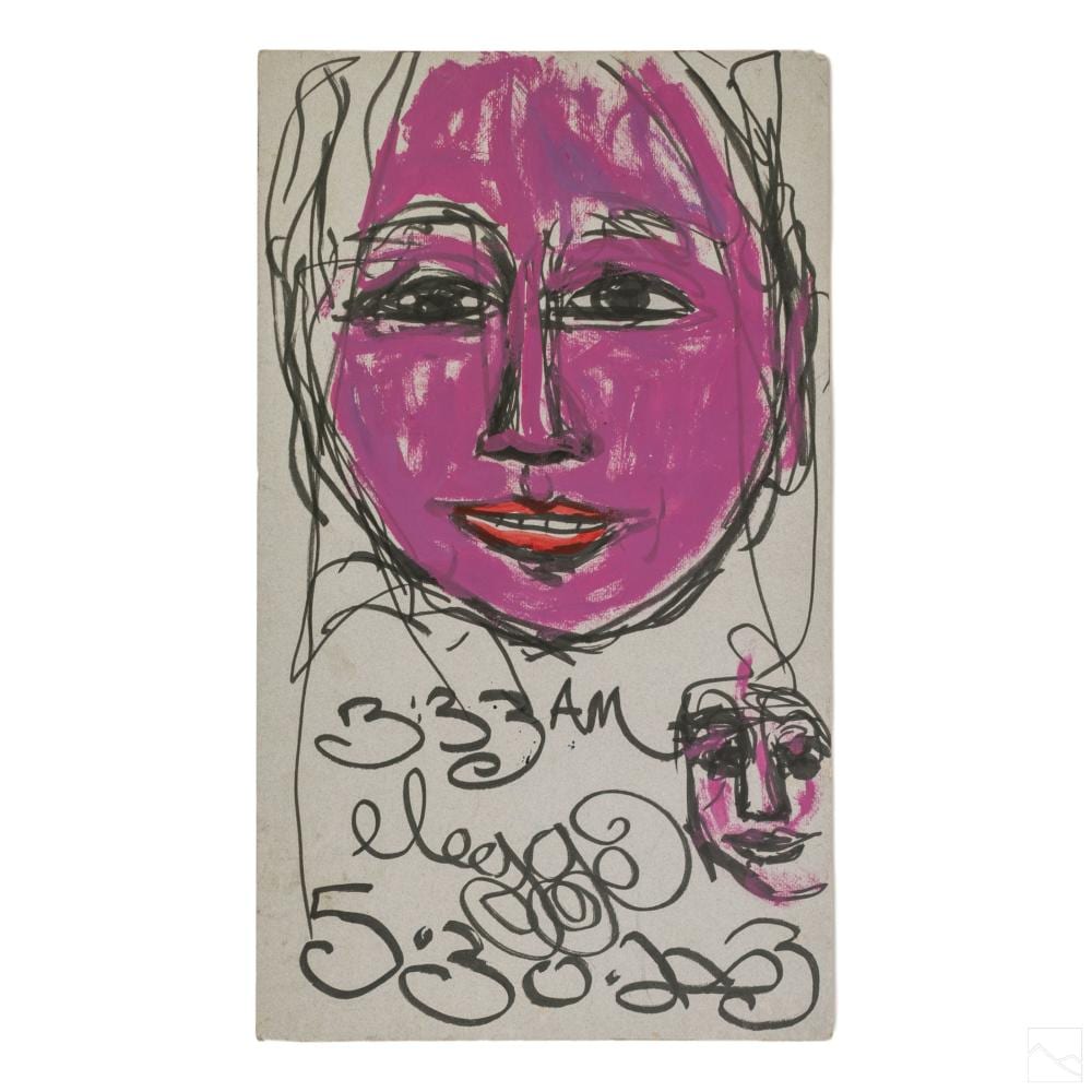 eric legge b 1971 naive folk art portrait drawing · Hill Auction Gallery · 2021-04-28 Eric Legge comparable auction result: eric legge b 1971 naive folk art portrait drawing