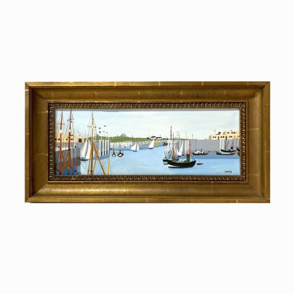 Georges Damin comparable auction result: georges damin port scene mixed media on canvas