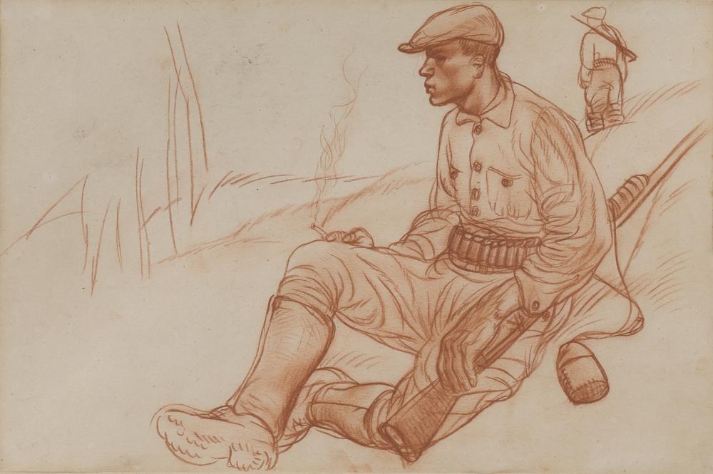 Romano Dazzi comparable auction result: sanguine drawing by romano dazzi
