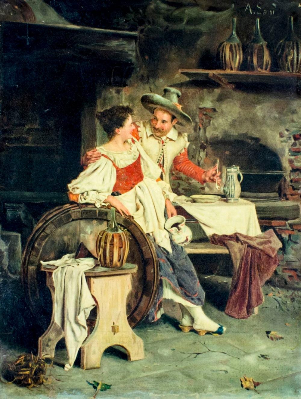 Alessandro Sani comparable auction result: alessandro sani italy 1856 1927 oil painting antique