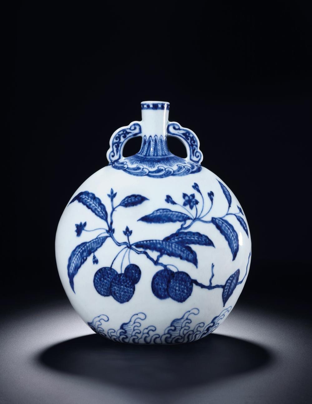 An Important Blue and White ‘Lychee’ Moonflask with Ruyi Handles, Yongzheng Period, 1723-1735 comparable sale