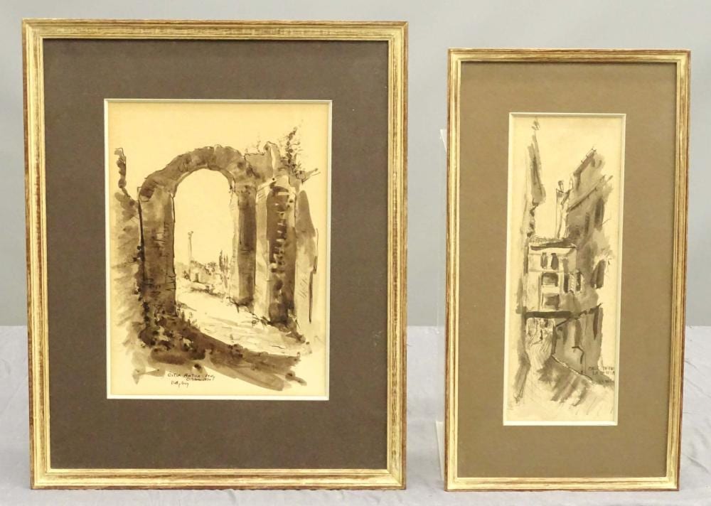 Betty Guy comparable auction result: 2 drawings italian views by betty guy