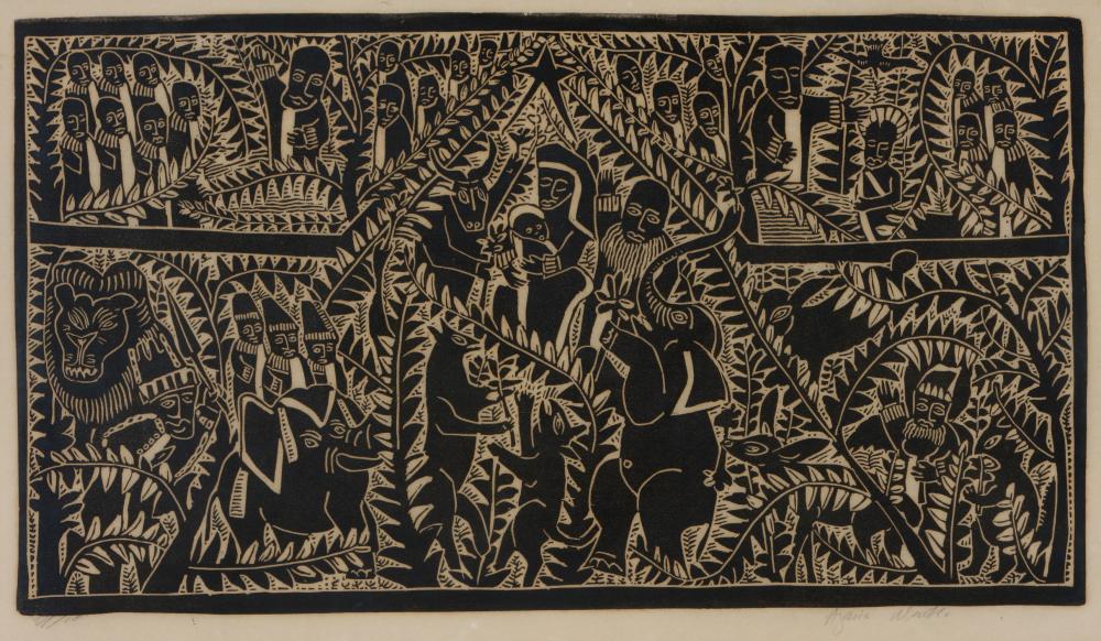 Azaria Mbatha comparable auction result: azaria mbatha south africa 1941 nativity scene
