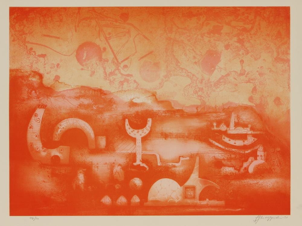 tadeusz jaroszynski yugoslavia 1933 abstract landscape in orange 1974 · Aspire Art · 2021-04-21 Tadeusz Jaroszynski comparable auction result: tadeusz jaroszynski yugoslavia 1933 abstract landscape in orange 1974