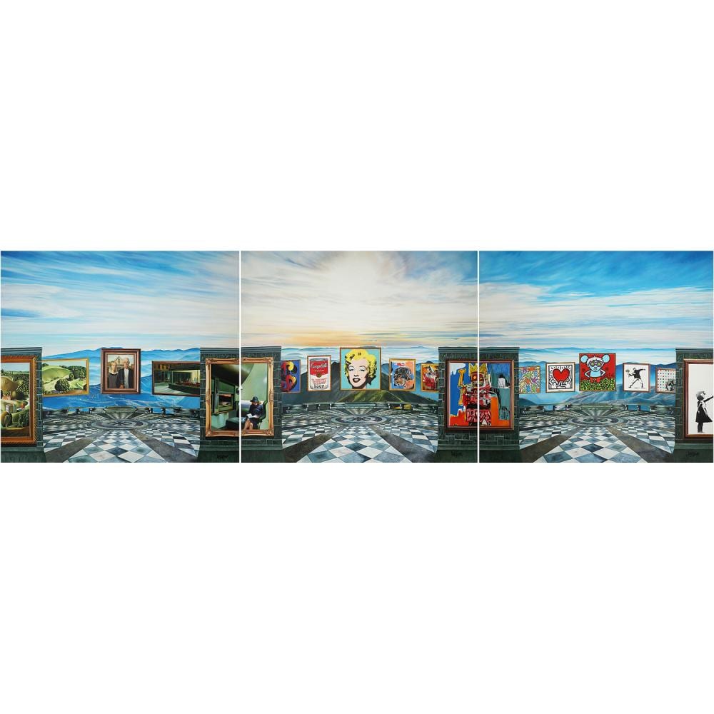 GULLY (né en 1977) THE TOPS ADMIRE GRANT WOOD, HOOPER, BASQUIAT, KEITH HARING AND BANKSY 1, 2019 Technique mixte sur toile, trip... sold by Tajan, lot 28 — auction record photograph
