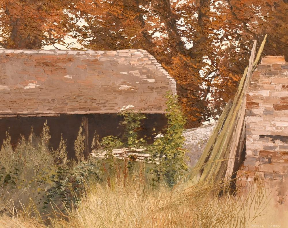 Pamela Derry comparable auction result: pamela derry 1932 2002 british a view of farm buildings oil on board signed 16 x 20