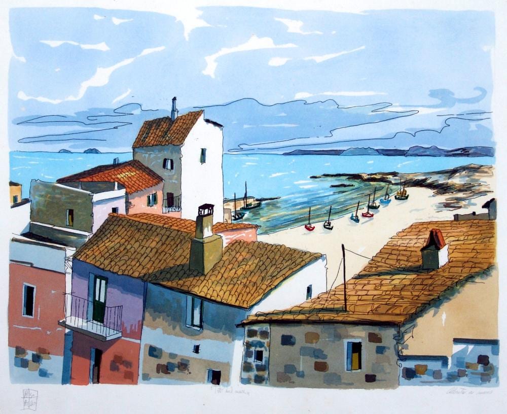 Aldo Riso comparable auction result: aldo riso 1927 santa maria di leuca 2008 roma italia tetti sul mare