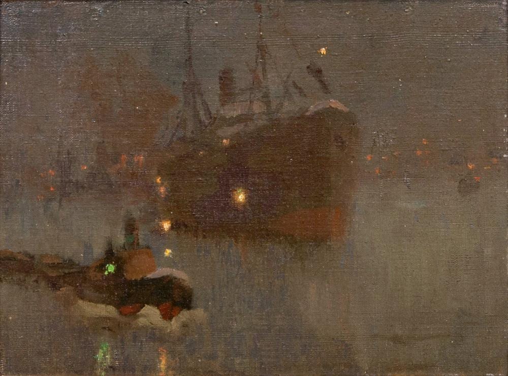 Carlos Grethe comparable auction result: carlos grethe montevideo 1864 nieuwport 1913 evening in the port of hamburg