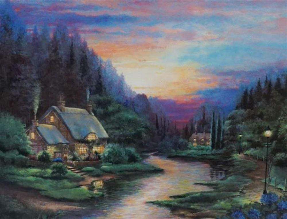 Andrew Warden comparable auction result: andrew warden british b 1949 evening light serigraph in color 43 485 framed 16 1 4 x 19 3 4 inches