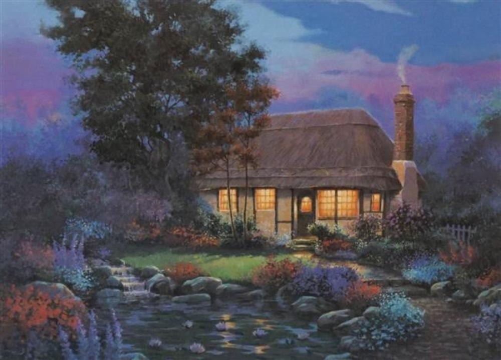 Andrew Warden comparable auction result: andrew warden british b 1949 lily cottage serigraph in color 143 650 framed 21 1 4 x 25 3 4 inches