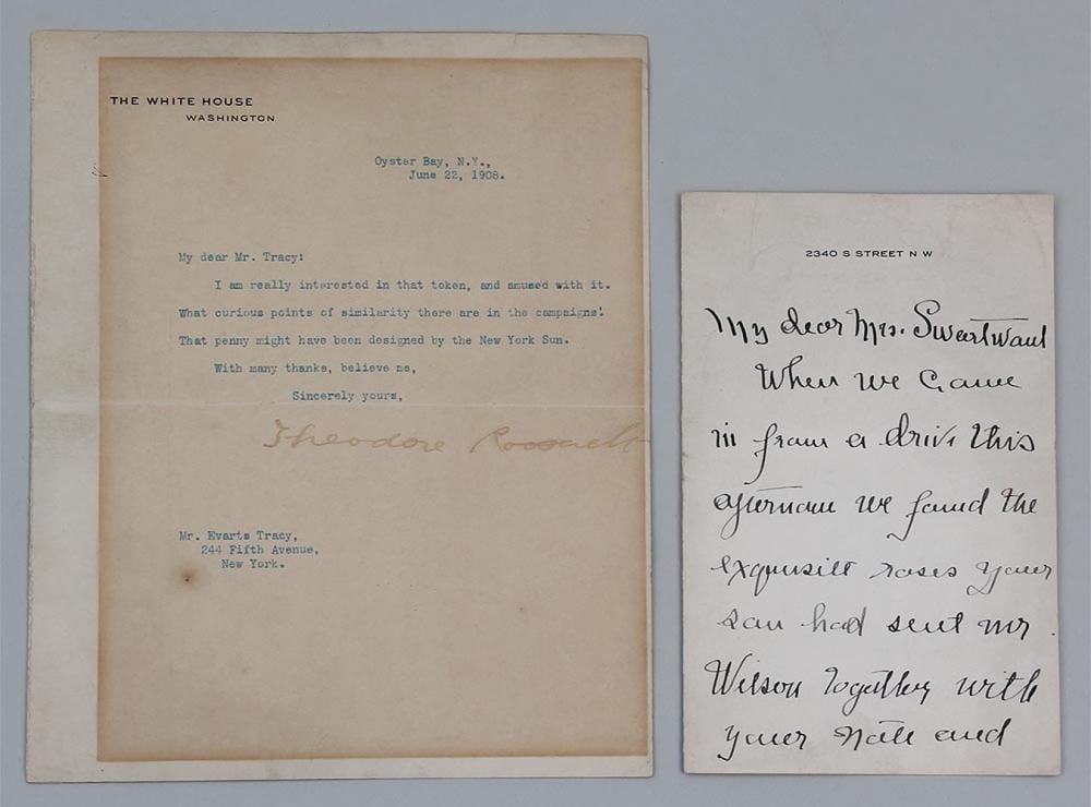signed letters roosevelt and wilson · South Bay Auctions Inc · 2021-05-01 ? (1859) Wilson comparable auction result: signed letters roosevelt and wilson