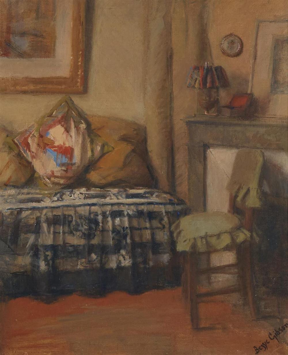 Bessie Gibson comparable auction result: bessie gibson 1868 1961 corner in my studio paris 62 5 x 50 5 cm frame 82 x 70 x 5 cm