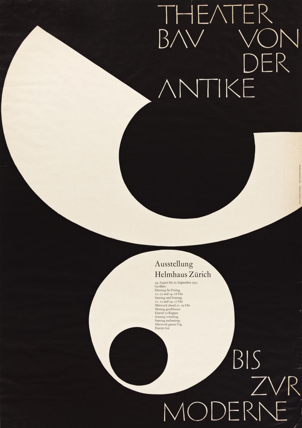 Armin Hofmann comparable auction result: armin hofmann 1920 2020 theatre bau von der antike two posters 1955 50x35 inches 127x90 cm vsk basel