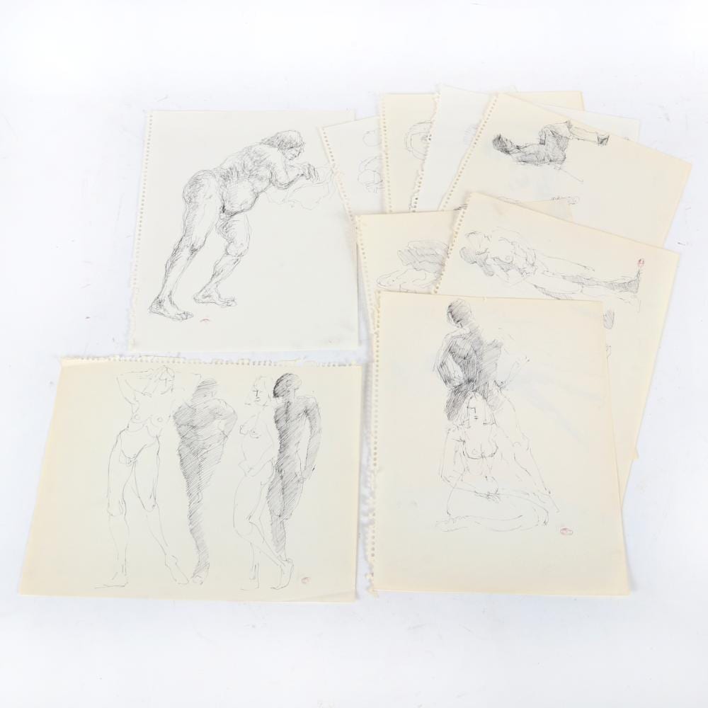 Clarence Alphonse Gagnon comparable auction result: clarence alphonse gagnon french canadian 1881 1942 nine figure studies with male and female nudes pen and ink on paper 11 h x 14 w each