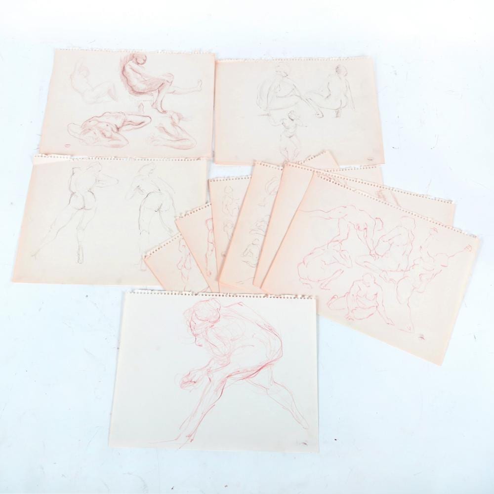 Clarence Alphonse Gagnon comparable auction result: clarence alphonse gagnon french canadian 1881 1942 ten figure studies with male and female nudes conte crayon on paper 11 h x 14 w each