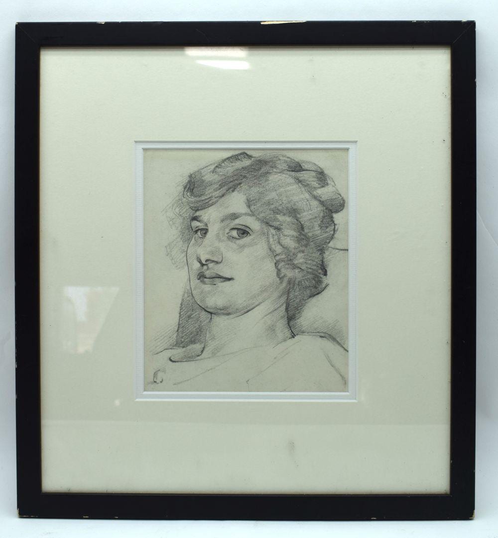 Arnold Auerbach comparable auction result: arnold auerbach born 1898 charcoal portrait of a female image 21 cm x 17 cm