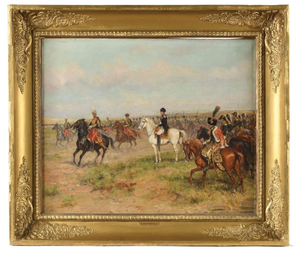Raymond Desvarreux comparable auction result: raymond desvarreux 1876 1961 napol on ier et les chasseurs cheval de la garde imp riale sur un c