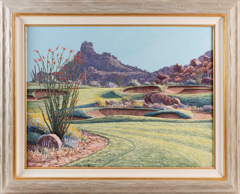 Kerry Kinman comparable auction result: kerry kinman oregon 1946 2008 troon north 18th hole oil on canvas 30 x 40 framed 41 x 52