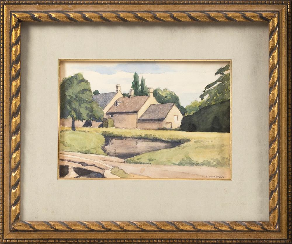 Joseph Harry Wheater comparable auction result: joseph harry wheater massachusetts 1885 1959 house by a stream watercolor on paper 6 75 x 9 5 sight framed 14 x 16 5