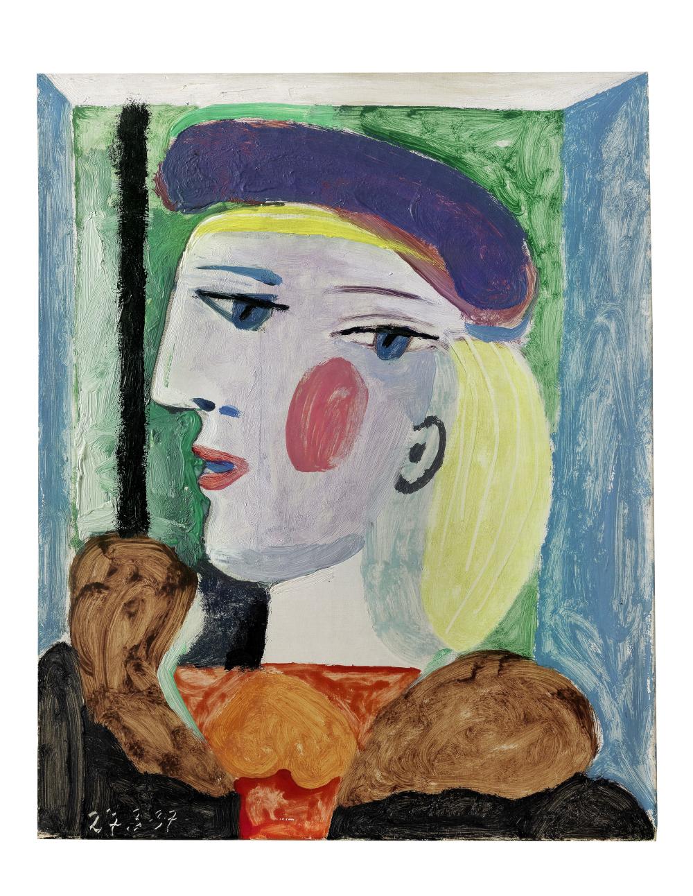 Pablo Picasso (1881-1973) Femme au béret mauve 16 1/8 x 13 in (41 x 33 cm) (Painted on March 27, 1937) comparable sale
