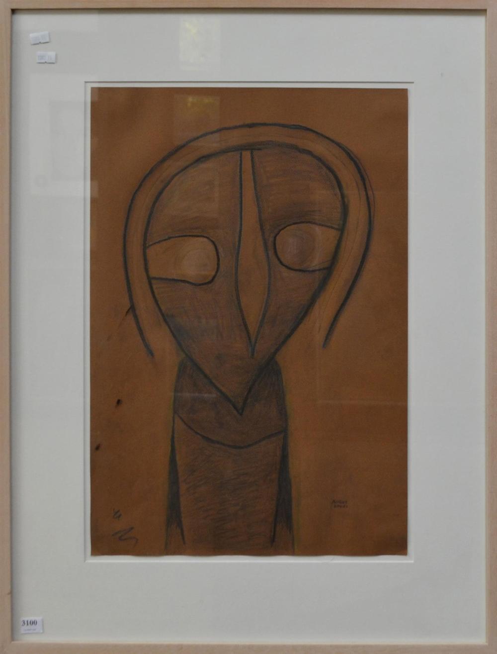 Angus Jones comparable auction result: angus jones head charcoal on paper 54 x 37cm leonard joel delivery size medium