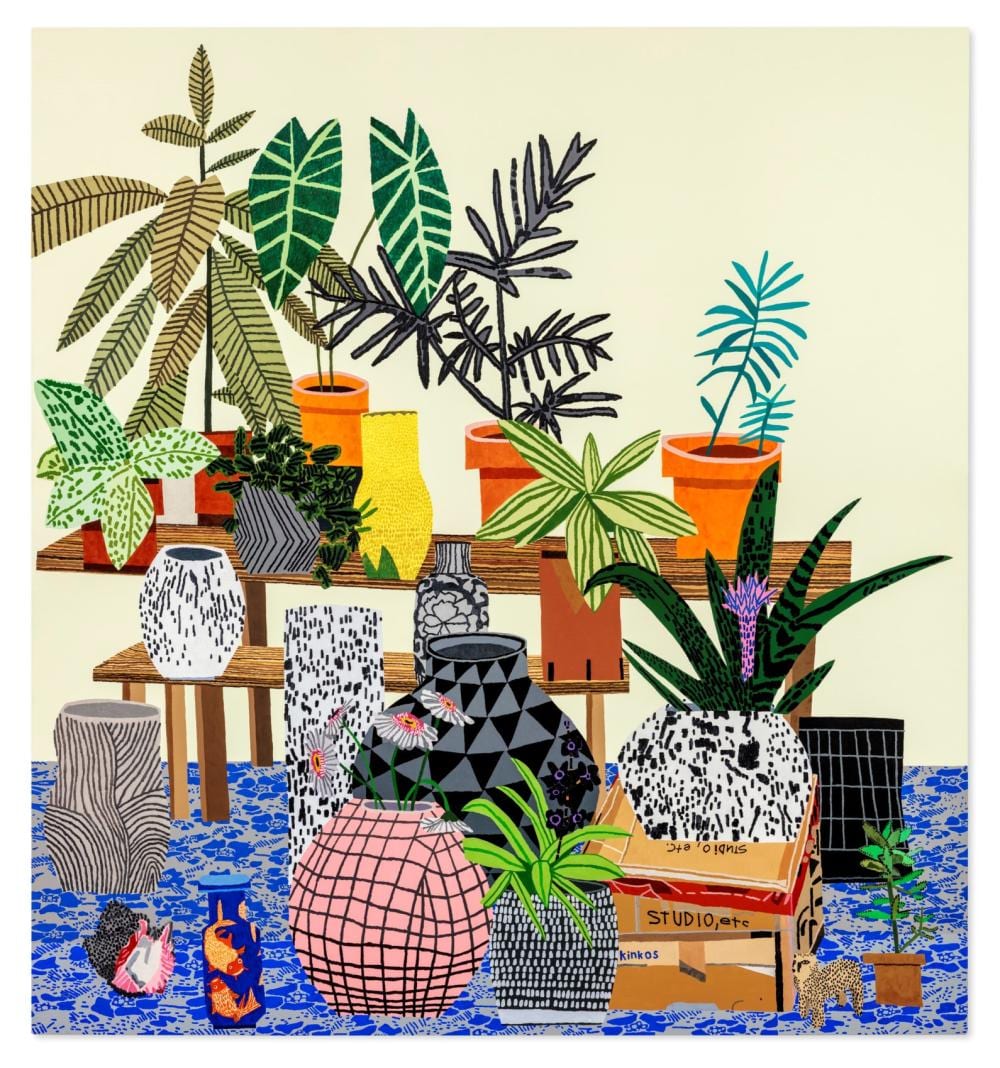 Jonas Wood (B. 1977) - Two Tables with Floral Pattern comparable sale