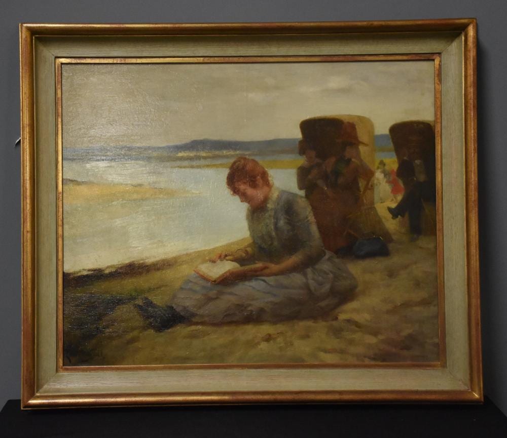 Laurent Gsell comparable auction result: laurent gsell 1860 1944 les l gants au bord de lac huile sur panneau d acajou dimensions 53 x 44 cm