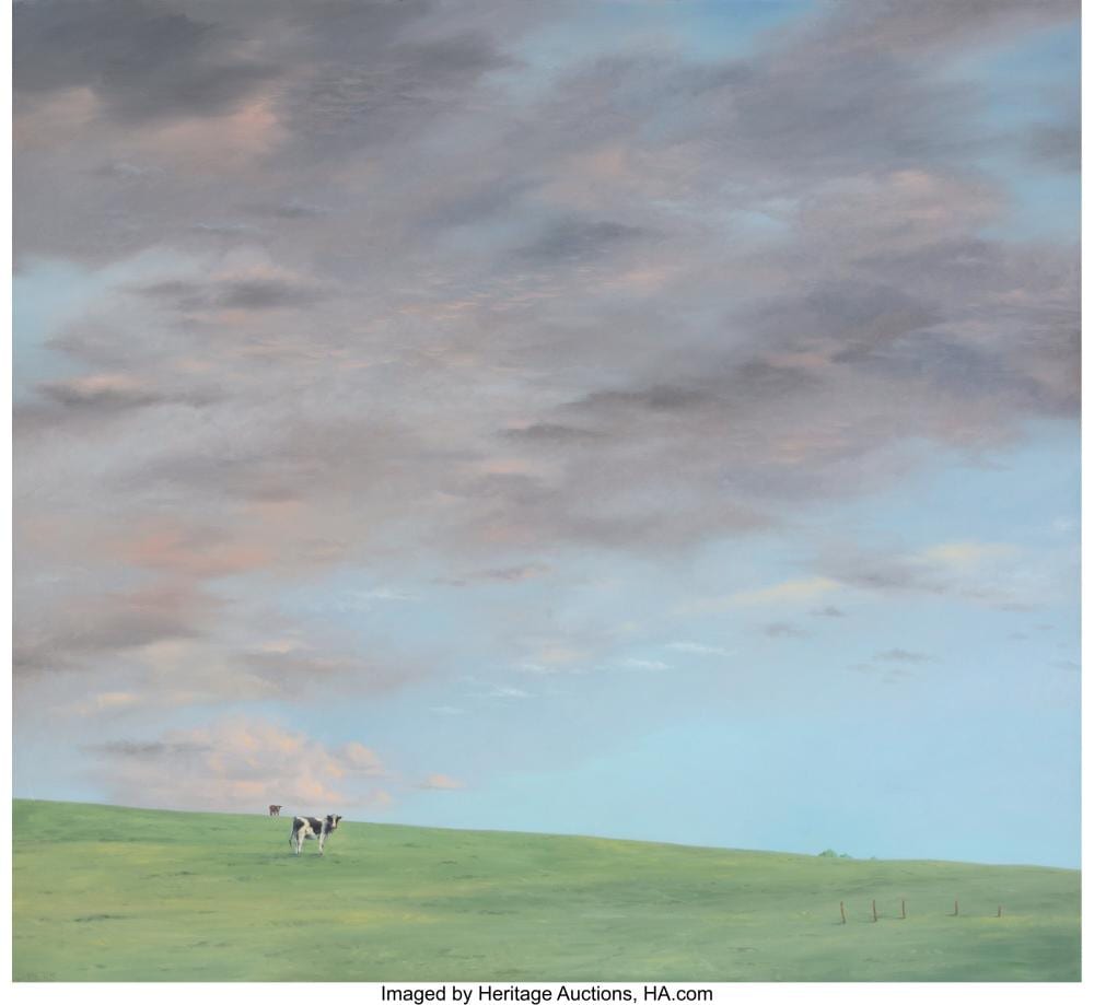 Willard Dixon comparable auction result: willard dixon american b 1942 cow pasture 1985 oil on canvas 77 x 84 inches