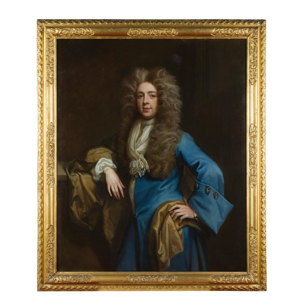 john closterman german 1660 1711 three quarter length portrait of john packer 1660 1771 in blue frock coat · Lyon & Turnbull · 2021-05-20 John Closterman comparable auction result: john closterman german 1660 1711 three quarter length portrait of john packer 1660 1771 in blue frock coat