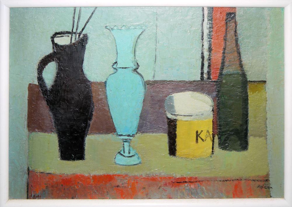 Otto Adam comparable auction result: otto adam stillleben mit gef en lgem lde um 1960 gerahmt