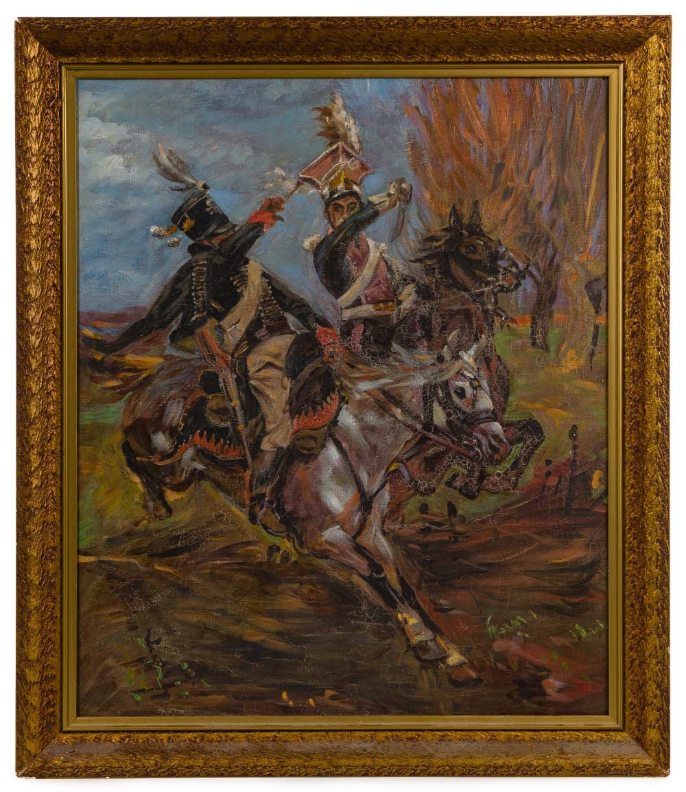 after wojciech kossak 1846 1942 chevau leger oil on canvas · Leonard Auction · 2021-05-16 Wojciech Kossak comparable auction result: after wojciech kossak 1846 1942 chevau leger oil on canvas