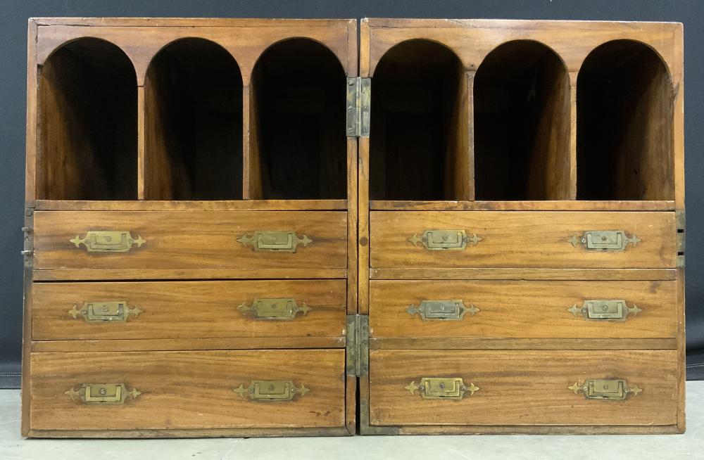 Antique Wooden Campaign Chest sold by The Benefit Shop Foundation Inc., lot 421 — auction record photograph
