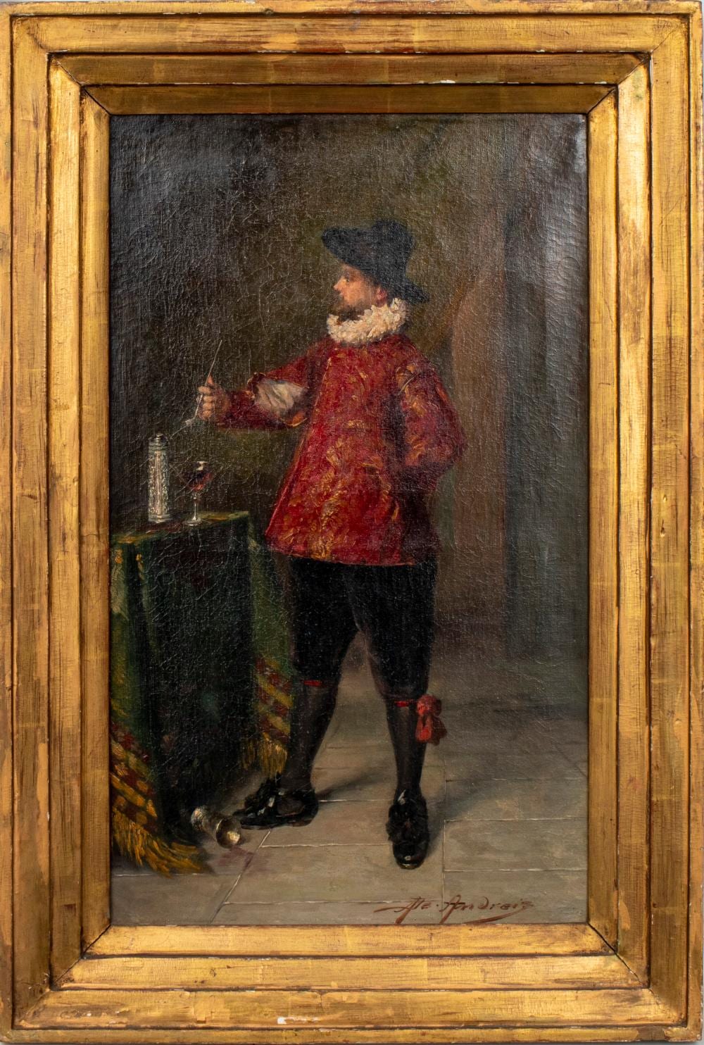 Alex de (1871) Andreis comparable auction result: alex de andreis cavalier smoking a pipe oil