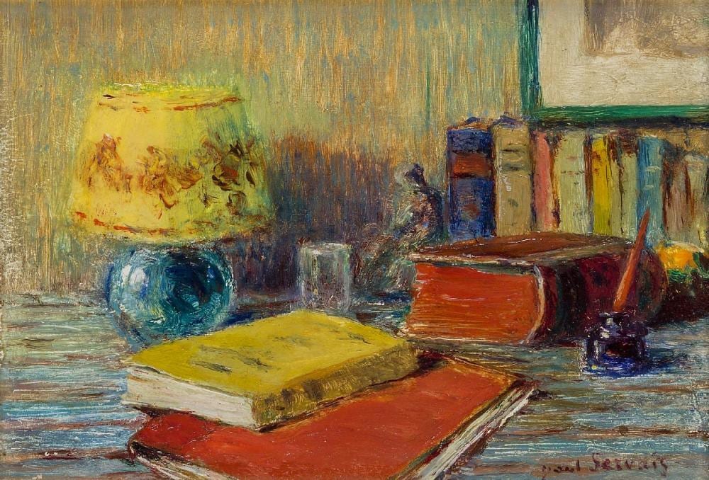 Paul Jean Louis Gervais comparable auction result: paul jean louis gervais french 1859 1936 nature morte lampe et livres oil on panel si